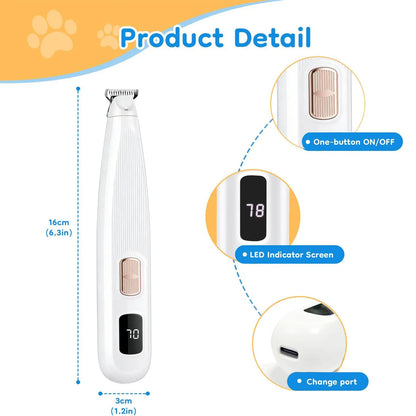 GOYJOY Pet Micro Precision Trimmer for Small Dogs & Cats Waterproof Rechargeable Shaver with LED Light 50Db Quiet Grooming for Paws Eyes Ears Face Buttocks