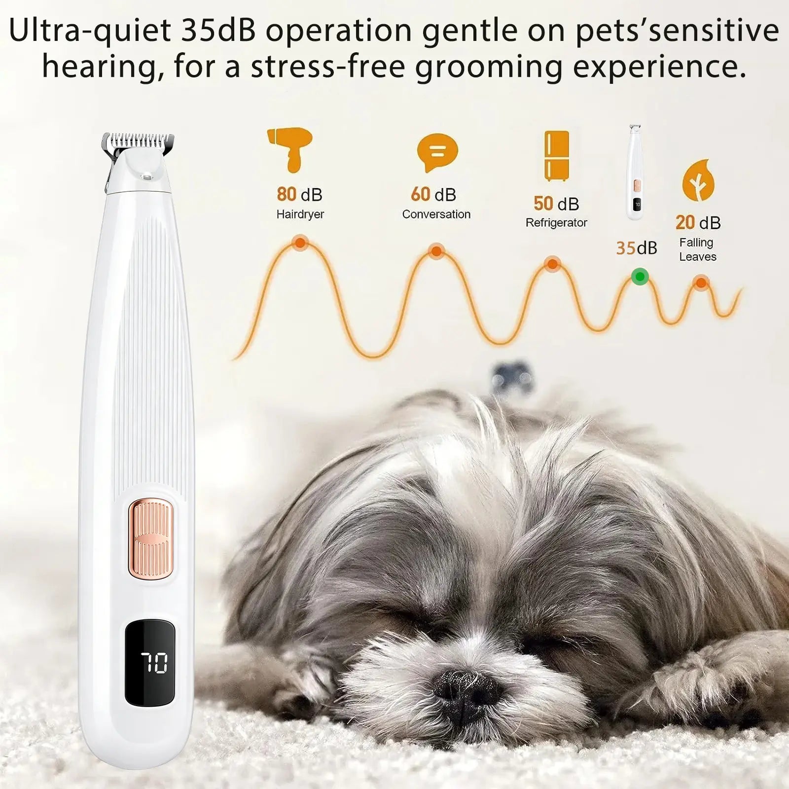 GOYJOY Pet Micro Precision Trimmer for Small Dogs & Cats Waterproof Rechargeable Shaver with LED Light 50Db Quiet Grooming for Paws Eyes Ears Face Buttocks