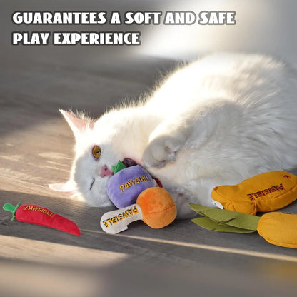 Pawsible 5-Pack Gourmet Cat Toy Set with 100% Premium Herbal Filling for Natural Stimulation, Durable Design for Teething Kittens