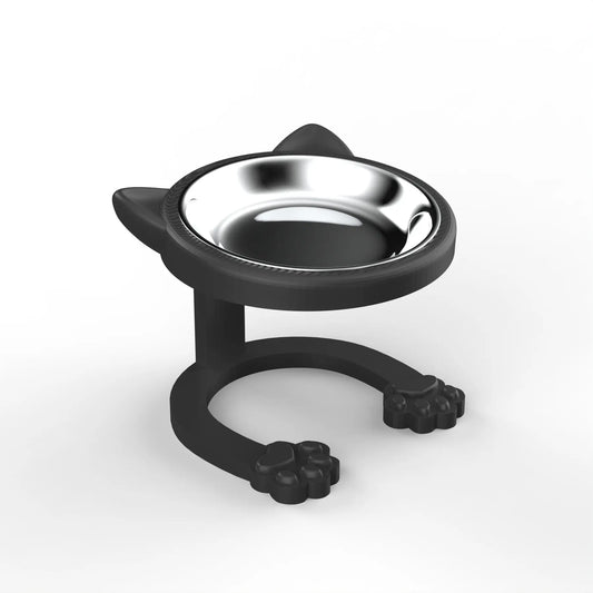 Elevated Tilted Cat Bowl, 316 Stainless Steel Raised Feeder with Anti-Slip Paw Stand, Catbowl, Whisker Friendly Neck Protection Pet Food Dish, Easy Clean Portable Kitten Feeding Bowl for Senior Cats & Small Puppies