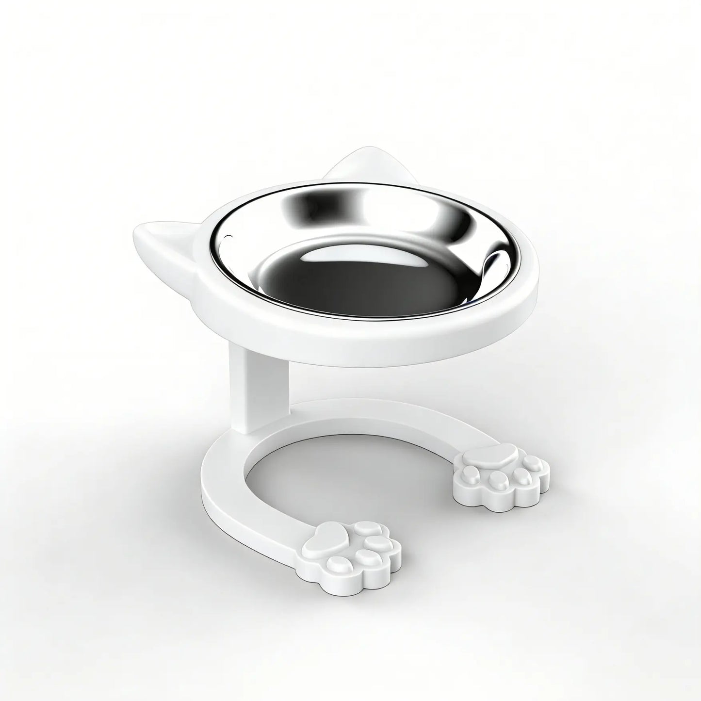 Elevated Tilted Cat Bowl, 316 Stainless Steel Raised Feeder with Anti-Slip Paw Stand, Catbowl, Whisker Friendly Neck Protection Pet Food Dish, Easy Clean Portable Kitten Feeding Bowl for Senior Cats & Small Puppies