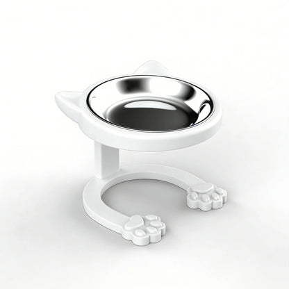 Elevated Tilted Cat Bowl, 316 Stainless Steel Raised Feeder with Anti-Slip Paw Stand, Catbowl, Whisker Friendly Neck Protection Pet Food Dish, Easy Clean Portable Kitten Feeding Bowl for Senior Cats & Small Puppies