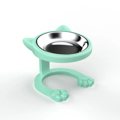 Elevated Tilted Cat Bowl, 316 Stainless Steel Raised Feeder with Anti-Slip Paw Stand, Catbowl, Whisker Friendly Neck Protection Pet Food Dish, Easy Clean Portable Kitten Feeding Bowl for Senior Cats & Small Puppies